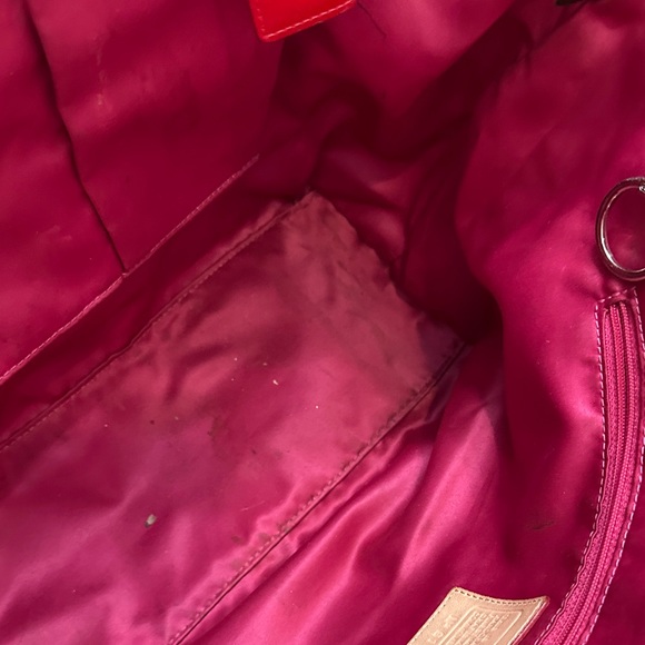 Coach Red Quilted Tote Bag - Picture 7 of 9